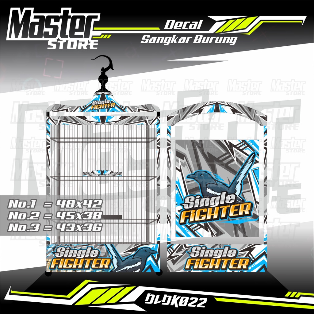 Stiker Decal Kandang/Sangkar Burung Kicau Petarung/Single Fighter Motif KACER Kotak - Sangkar Burung