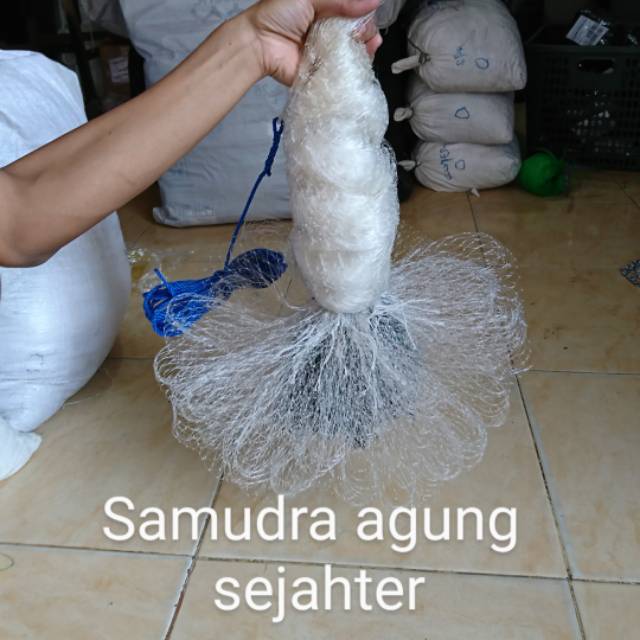 Jala lempar 12 feet 3,5 meter lubang 2 jari  untuk ikan dan udang senar 035 pemberat timah