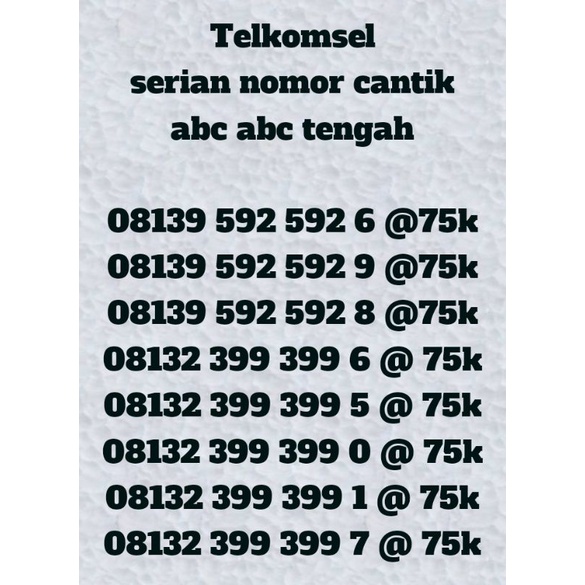 NOMOR CANTIK TELKOMSEL/simpati//SERIAN ABC-ABC//0813//0813/NOMORCANTIK//