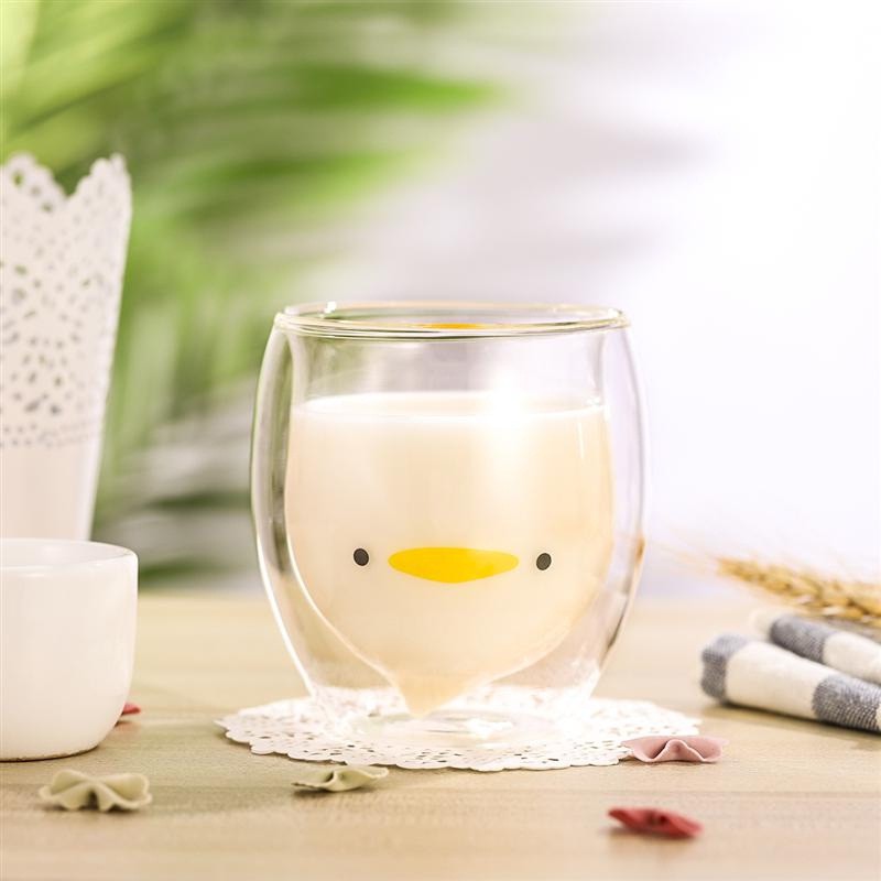Gelas Cangkir Double Wall Cup Anti Panas Kaca Borosilikat Motif Lucu