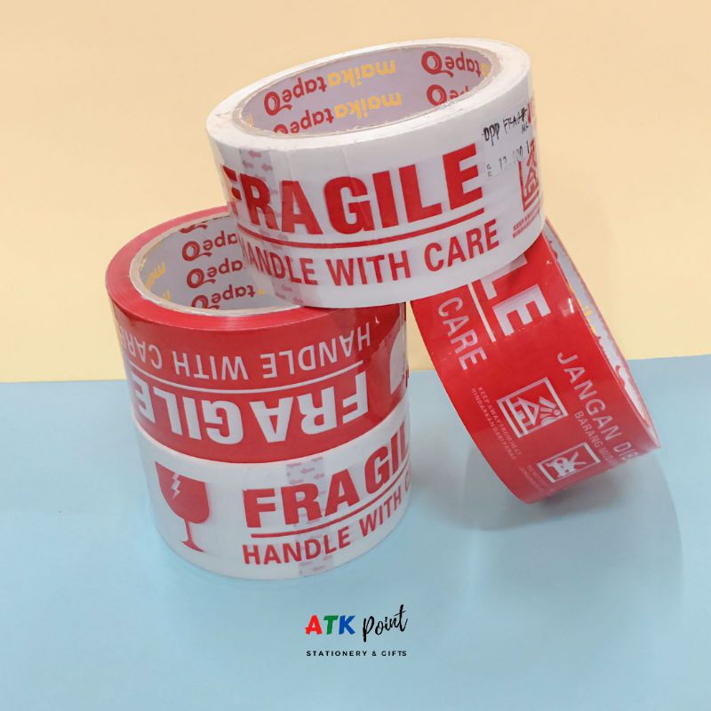 

ATK-POINT | MAIKA Isolasi Fragile Lakban Fragile merah / putih ukuran 2x50M /48mm