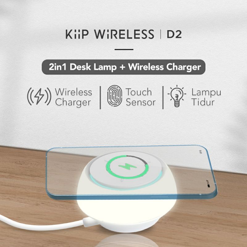 Kiip D2 Desk Lamp Wireless Charger / Lampu Tidur Lampu Meja