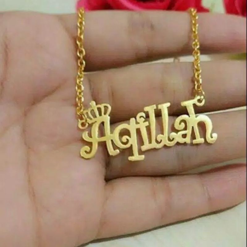 custom Ukir kalung nama lapis emas24k