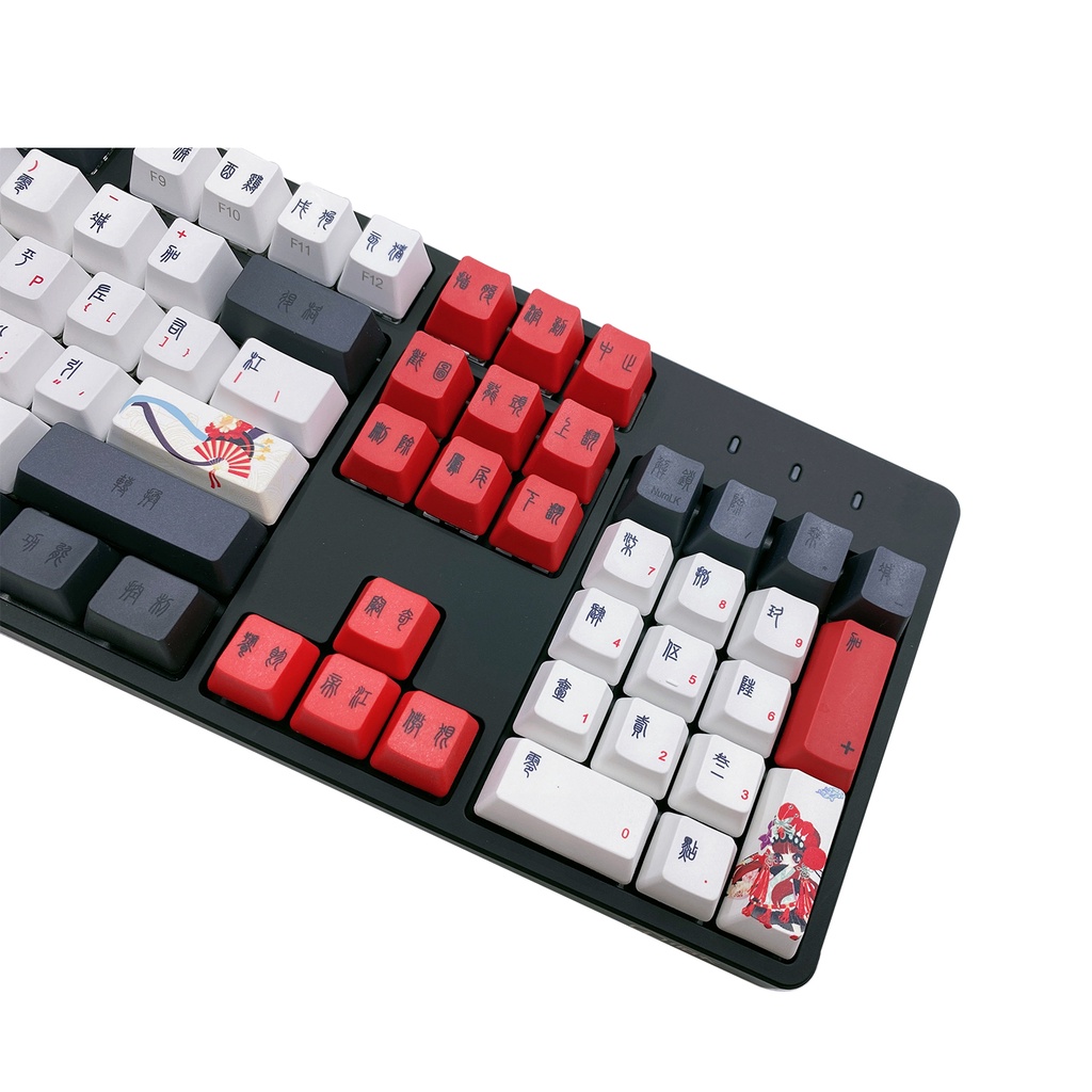 131 key Huadan Niang Caidan retro mechanical keyboard cap OME small full set of PBT sublimation suitable for 61/64/68/87/96/104/108 mechanical keyboards