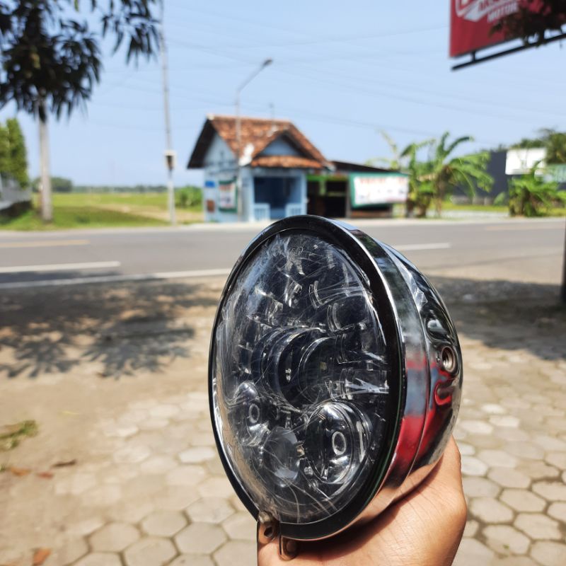 BATOK LAMPU L2G CHROM SET DAYMAKER 16 LED KOTA BIRU PUTIH PAKET BATOK L2G KROM CROM SET LAMPU DAYMAK