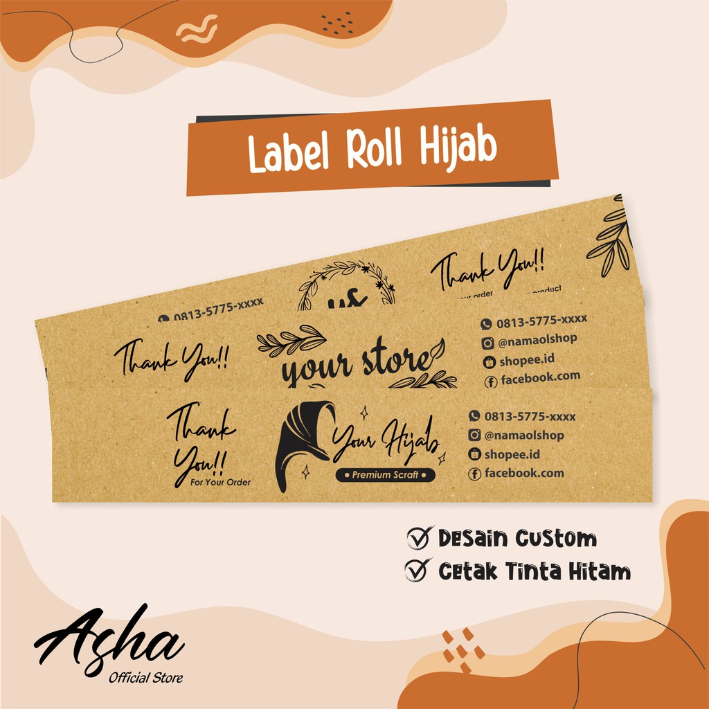 

LABEL ROLL PENGIKAT HIJAB KERUDUNG CUSTOM KRAFT MURAH