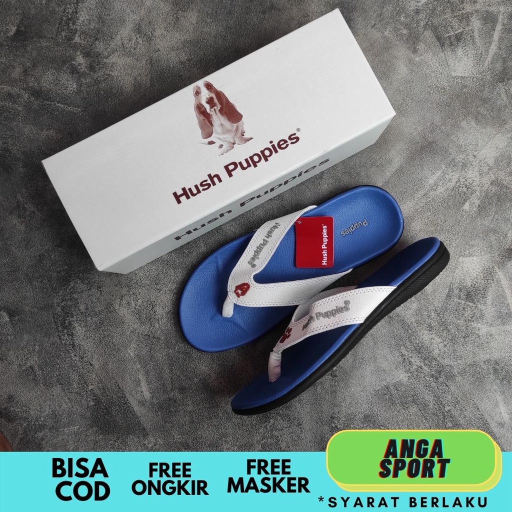 SANDAL HUSH PUPPIES JEPIT PRIA BIRU PREMIUM / SANDAL COWOK JEPIT DISTRO DEWASA KEREN / SENDAL KANTORAN JEPIT SANTAI