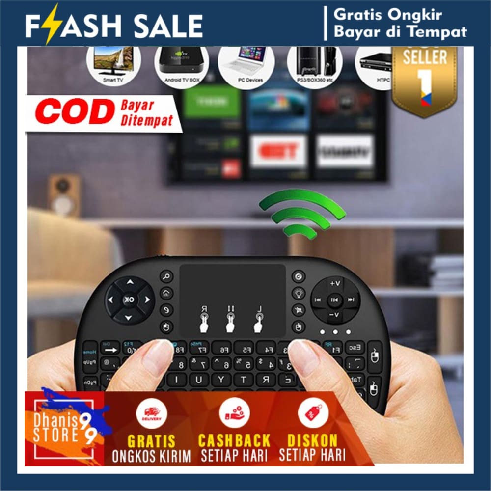 Mini Keyboard Wireless 2.4GHz dengan Touch Pad Mouse Wireles Keybord ke PC laptop Komputer COD