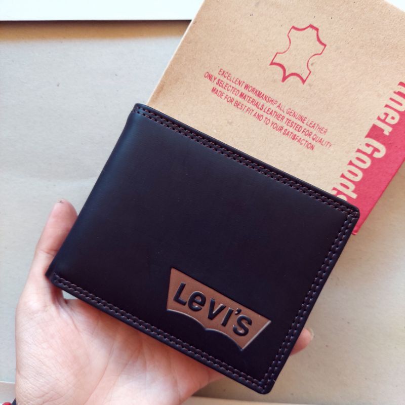 Dompet Pria Kulit Sintetis Branded Fashion Lvs Hitam Lipat