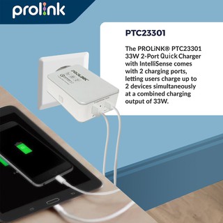Prolink Kepala Charger 33W 3-Port QC3.0 PTC233001 Adapter Quick Charge Fast Charge Samsung Iphone