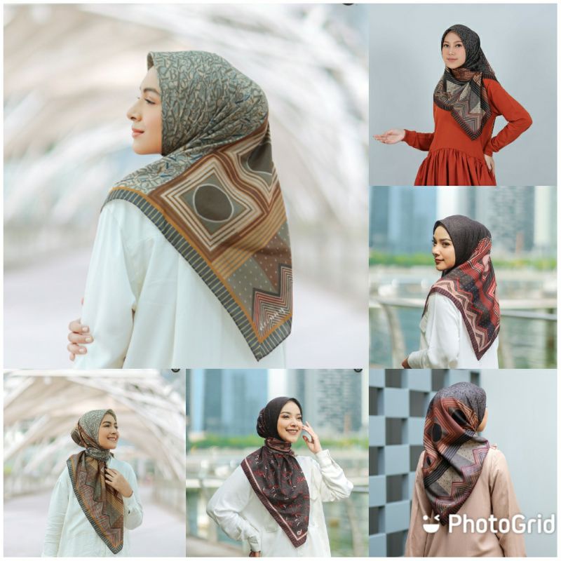 HIJAB DEENAY CARTA DARK GREY OLIVE RED
