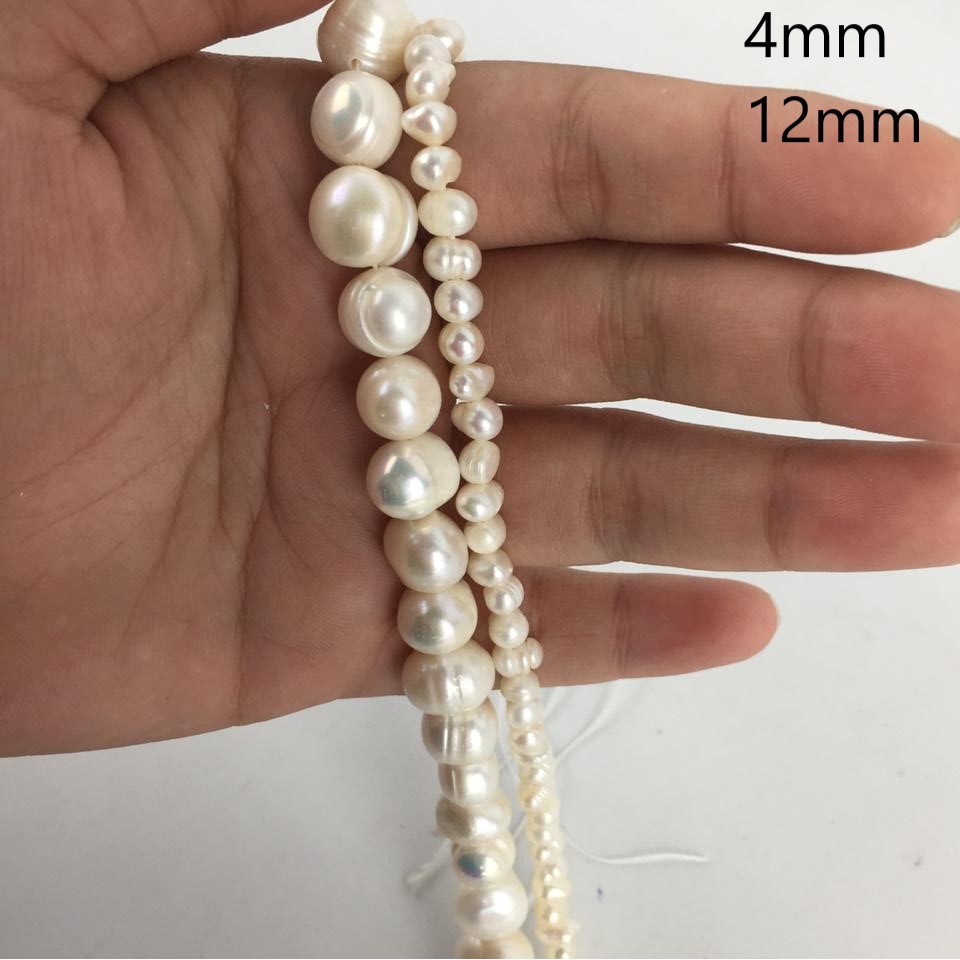 Mutiara Air Tawar Model Bulat Uk 4 - 12mm Harga/String