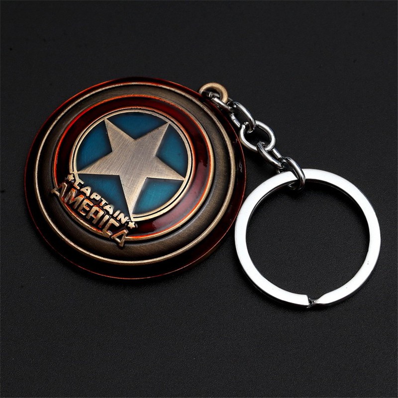 1pc Gantungan Kunci Bentuk Perisai Captain America Bahan Alloy