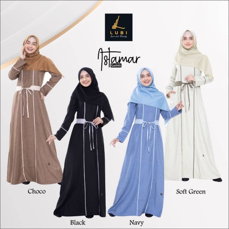 Gamis Original Istamar by Lubi|Baju Gamis|Gamis Tali Pinggang|Gamis A Lebar|Dress Basic|Dress Muslim