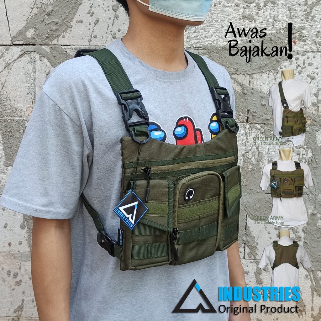 Chest Bag Tas Dada Anti Maling Tas Dada Pria Wanita Waterproof Tas Dada Simple Multifungsi 2 Model Bisa Slempang Bisa Gendong Tas Pelindung Dada Motor Biker Tas Dada Tactical Outdoor Tas Dada Rompi Model Depan Sporty Hip Hop Korea Tas Bahu 2 In 1 Original