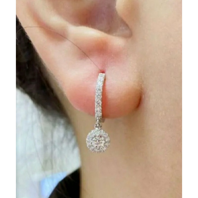 anting  emas putih 40%  berlian eropa asli + memo