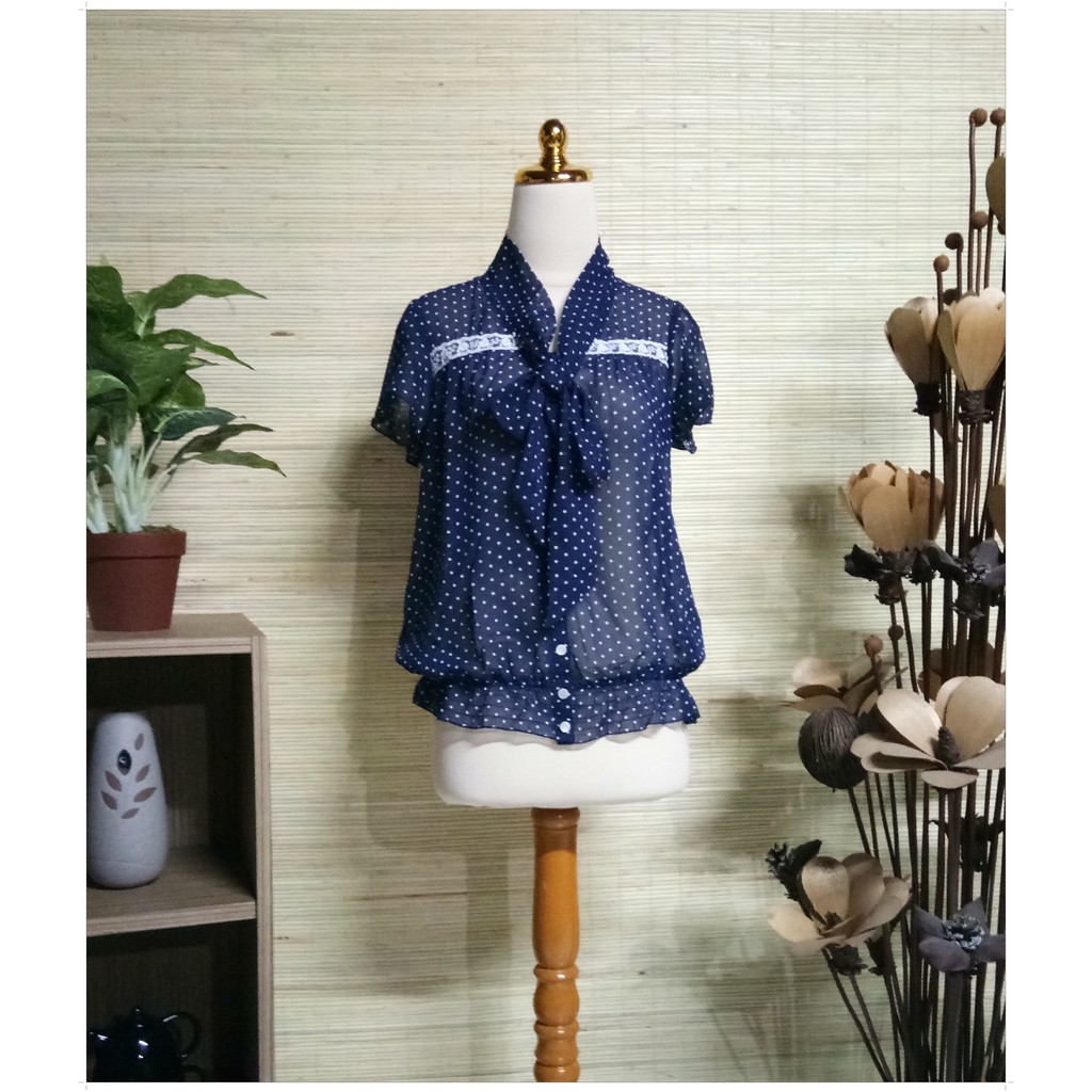 Sorridere Blouse Atasan Import Murah polkadot Lengan Pendek