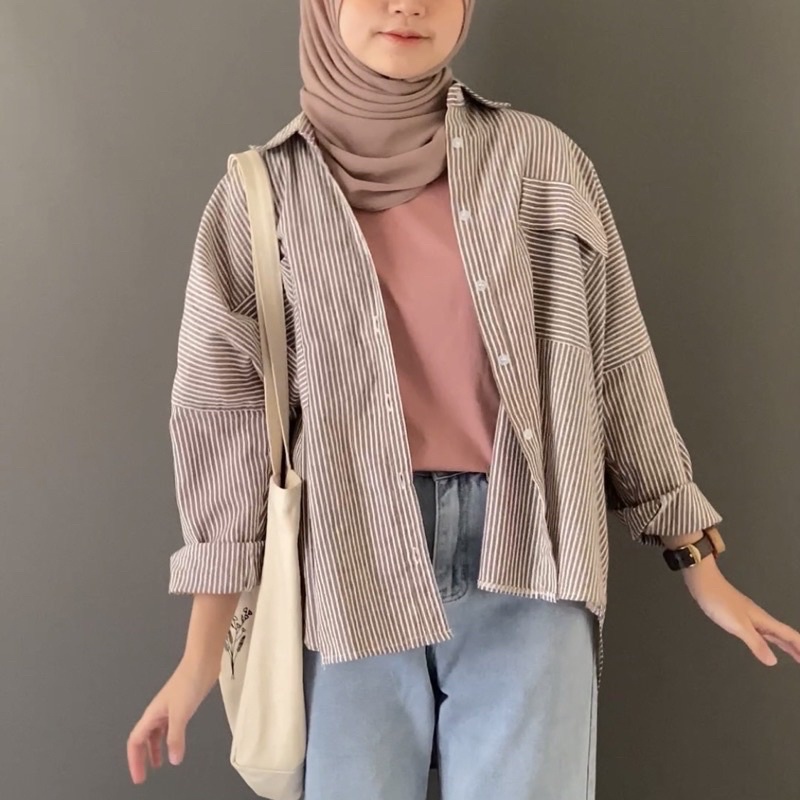 KEMEJA STRIP SALUR PREMIUM OVERSIZE