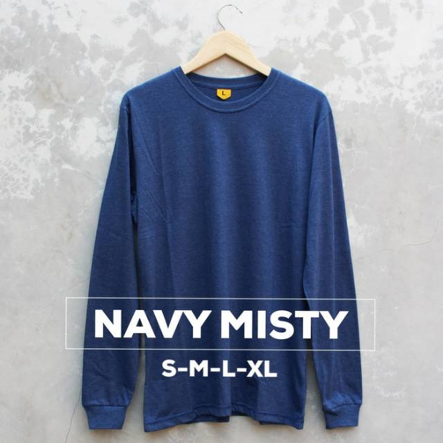 Kaos Polos Panjang Navy Misty