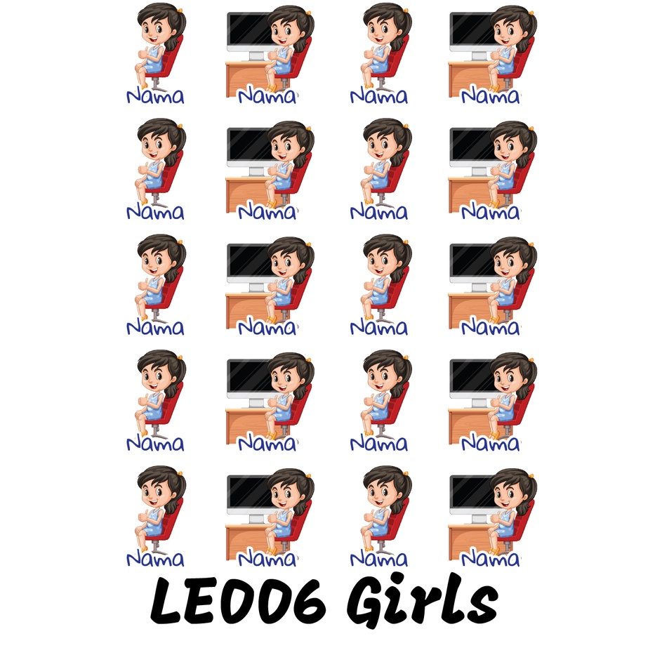 

Sticker Nama Cutting Label Waterproof Tahan Air Girls Play 06 (LE006)