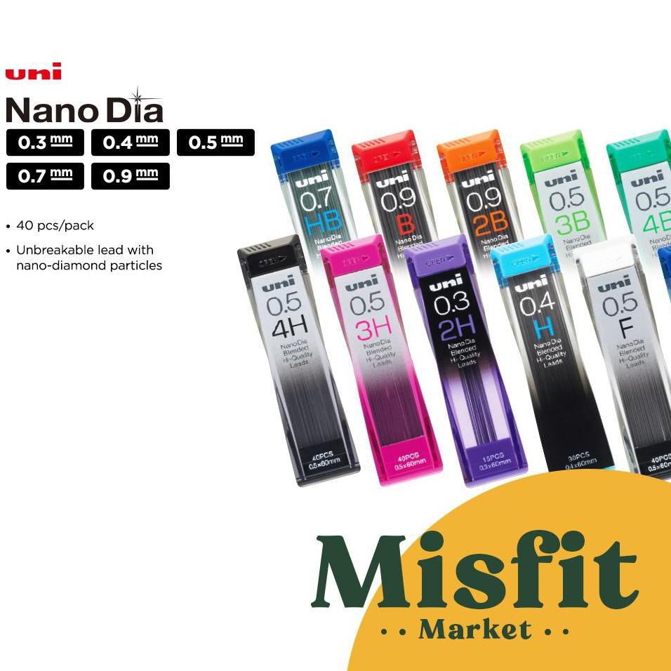 

ezl-41 UNI NANO DIA Pencil Lead Refill 0.3 0.4 0.5 0.7 0.9 mm isi pensil mekanik kuru toga kurutoga pilot zebra NanoDia .,.,