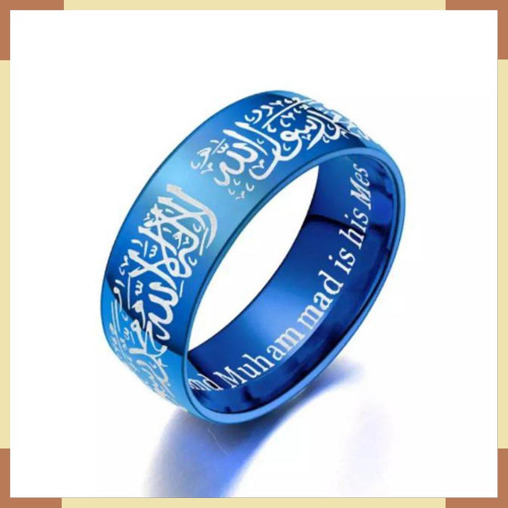 Cincin Islami Kaligrafi Tauhid Arab Syahadat Bisa Warna Pria Wanita