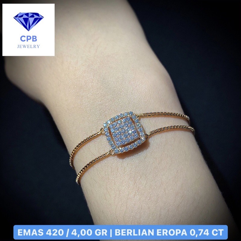Gelang Emas 375 Berlian Eropa Asli Bersertifikat FREE ONGKIR 04