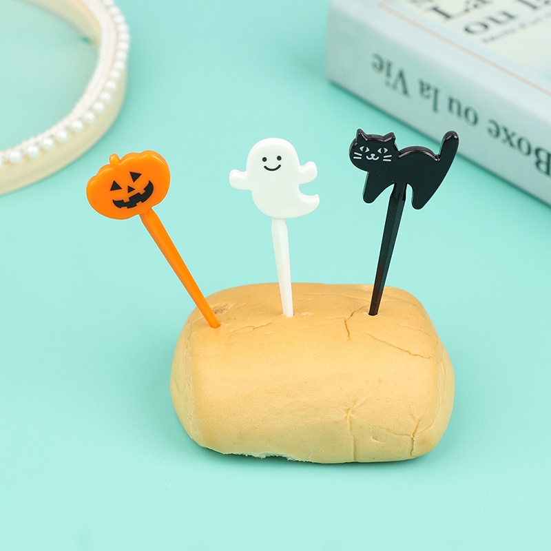 6 Pcs Tusuk Gigi Mini Desain Kartun Halloween Untuk Makanan Ringan Buah Kue Dessert