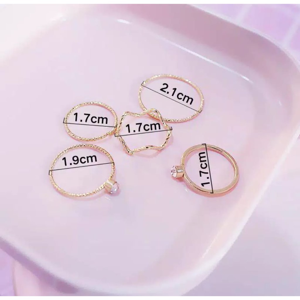 *Alibaba* Cincin Perak 5PCS Cincin Wanita Fashion B15