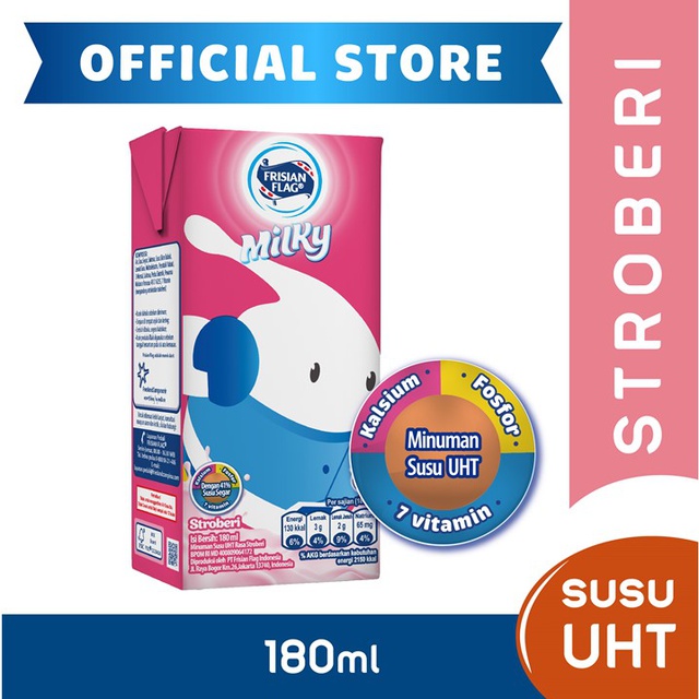 

Frisian Flag Milky Susu UHT Strawberry 180 mL
