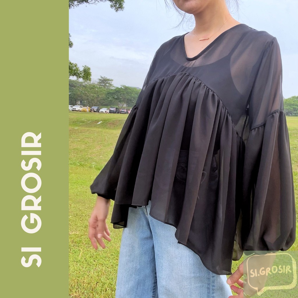 Blouse Dealova | Outer Dealova model Korean Style Hitam [FOTO ASLI]