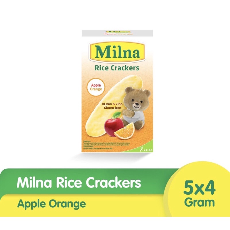 

Milna Rice Crackers Aple Orange 20gr / Camilan Bayi Sehat