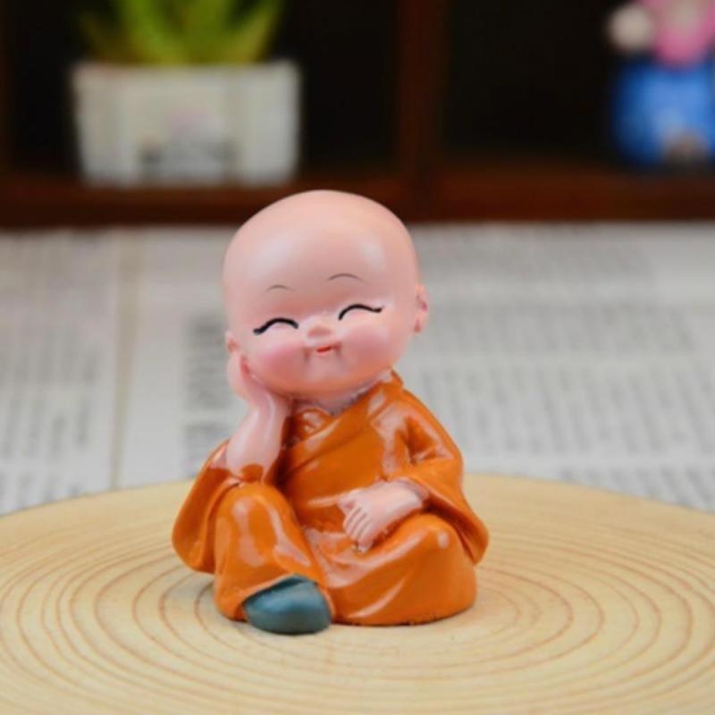 Ornamen Patung Kartun Biksu Buddha Shaolin Kung Fu Bahan Resin Untuk Dekorasi Rumah / Mobil