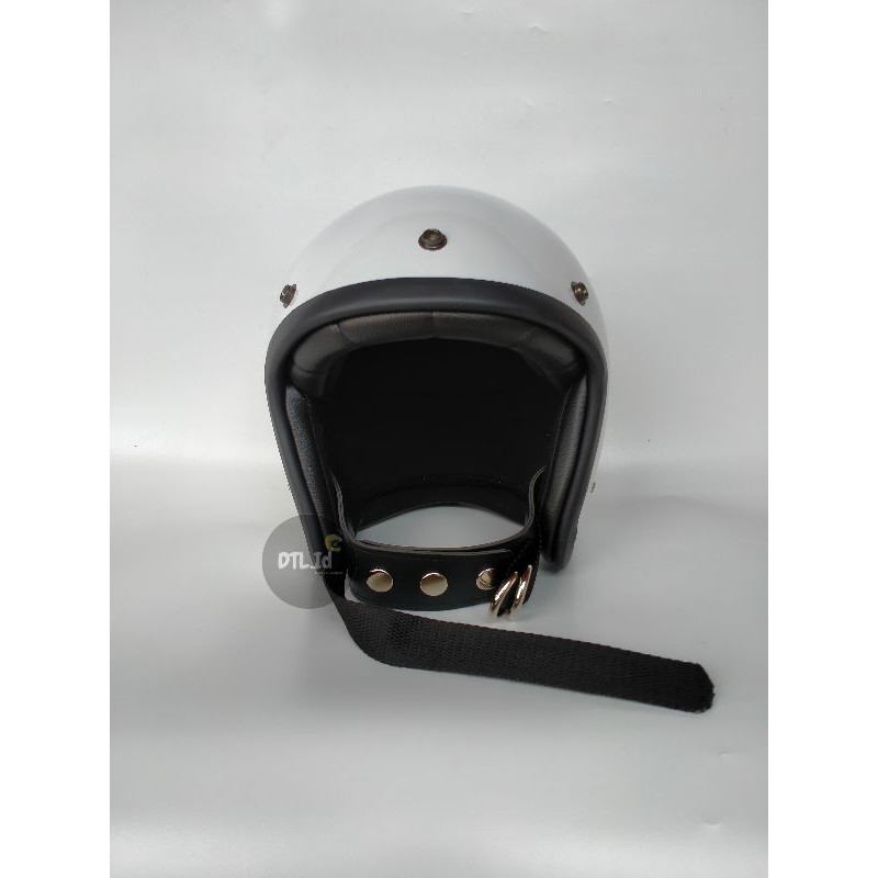 Helm Slim Head Putih Busa Kulit Hitam