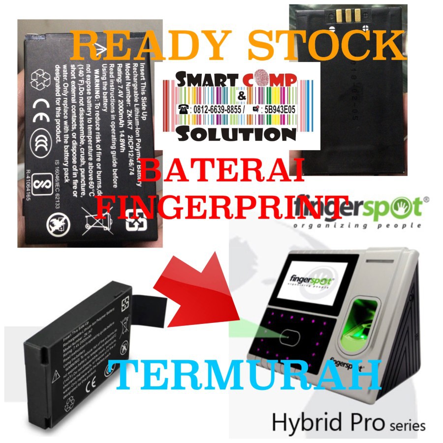 Baterai Fingerprint Fingerspot New Hybrid Pro Series Baterai Mesin Absensi Lithium Battery Zk-Ik7