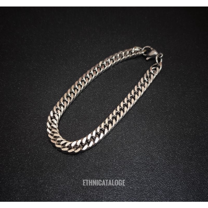 garansi gelang rantai pria titanium stainless steel pipih rapat / men chains bracelet