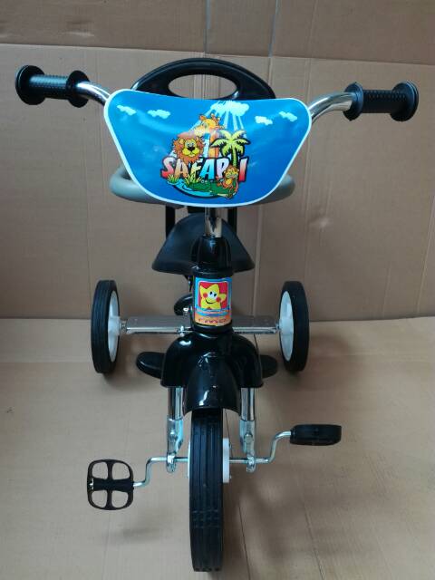 PMB 721 Sepeda BMX Roda Tiga Anak Tricycle Sandaran Stenlis Nikel Dorongan Jagaan PMB 721