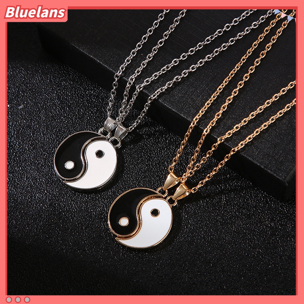 2pcs Kalung Pasangan Desain Tai Chi Gaya Tradisional Untuk Hadiah