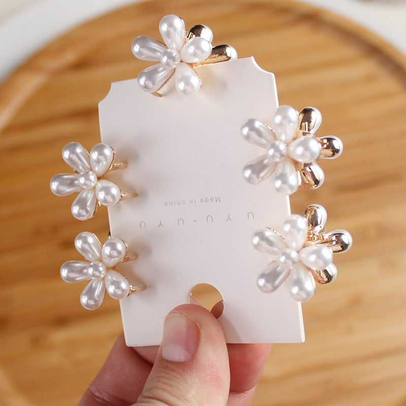 1Pcs Women Korean INS Style Five-petal Flower Imitation Pearl Hair Clip / Girls Little Daisy Sweet Cute Mini Bangs Hairpin