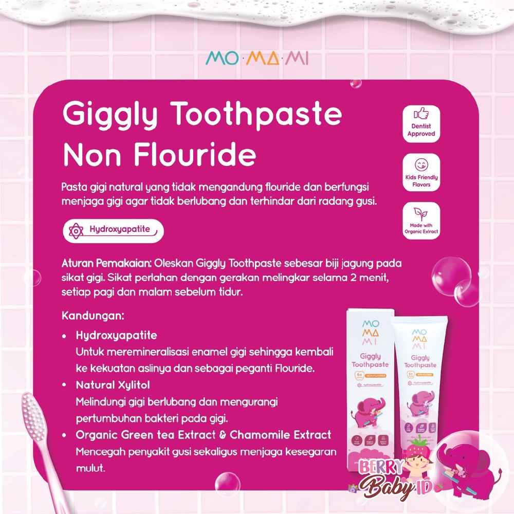 Momami Giggly Toothpaste Pasta Gigi Bayi Anak Banana Grape 50gr Berry Mart