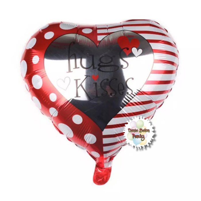 Balon Foil Love Hugs Kisses / Balon Foil Hugs dan Kisses Bentuk Love