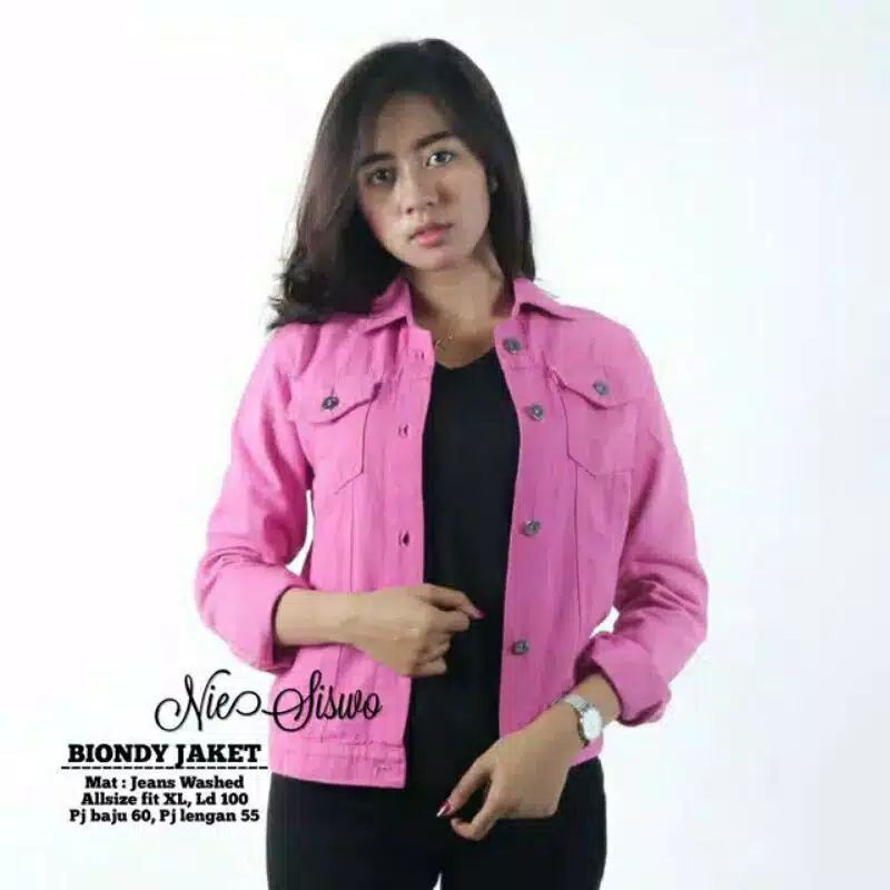 JAKET BIONDY JEANS DENIM JAKET JINS WANITA CEWEK TERBARU JAKET CEWE MURAH BIONDY JAKET-Pink