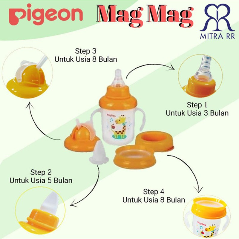 Pigeon Magmag Mag-Mag All In One Set/ Step 1 2 3 4 /Gelas Botol Minum Anak Bayi Training Cup System