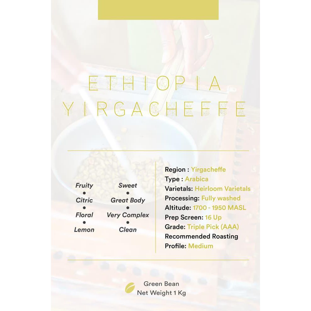 

qfh0 green bean arabica ethiopia yirgacheffee 1kg | biji kopi mentah grnq