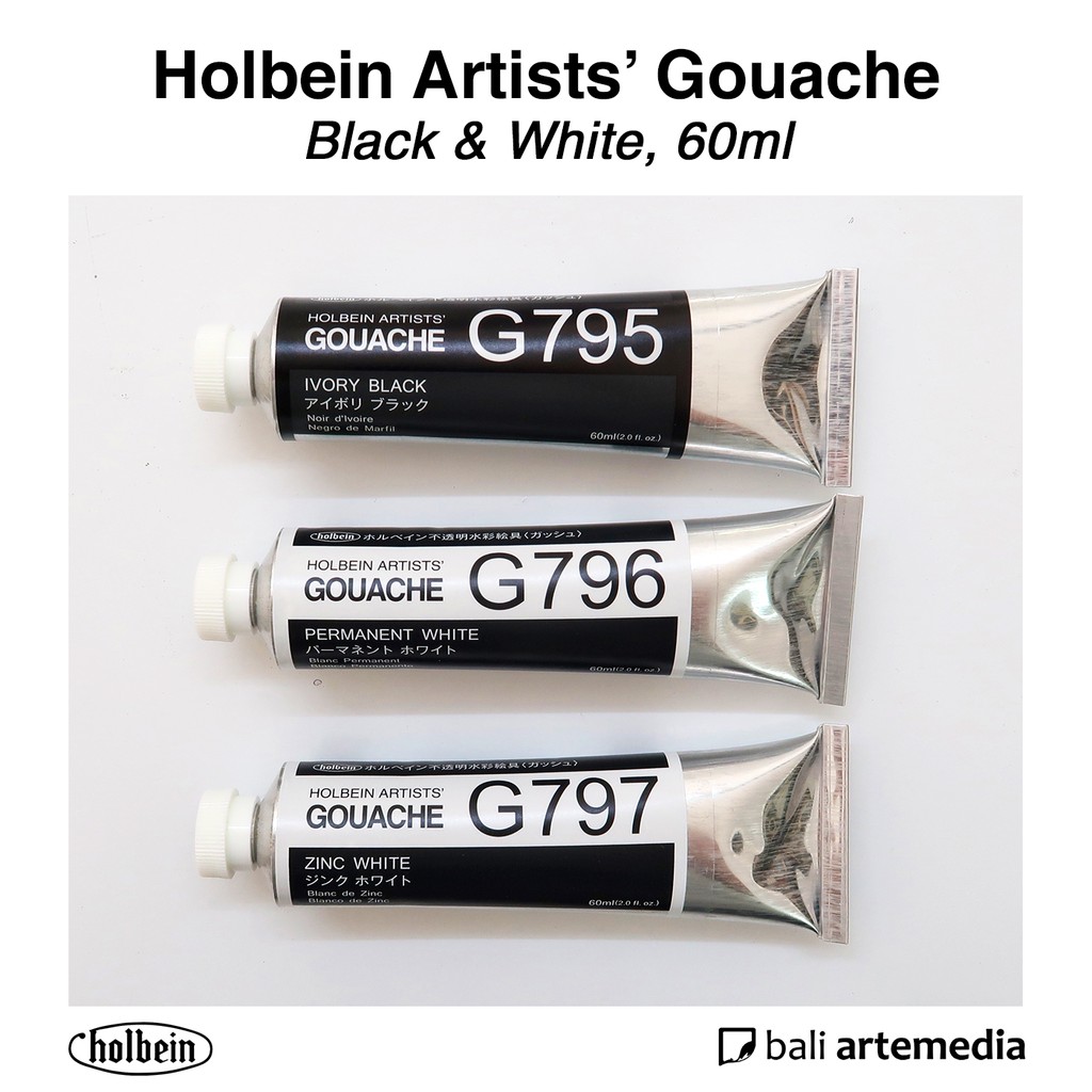 Holbein Artists' BLACK &amp; WHITE Gouache Paint 60ml