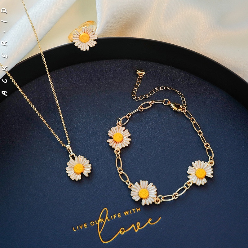 [ACKER] Gelang Pesona Bunga Daisy yang Chic / Kalung Liontin untuk Wanita Wanita