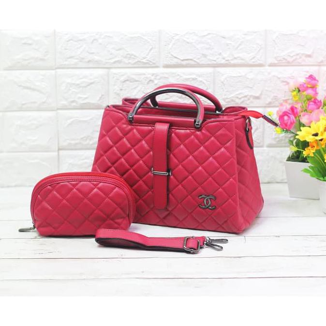 Tas Wanita Chanel Lidah Set 3 Ruang Free Pouch Chanel Branded Import