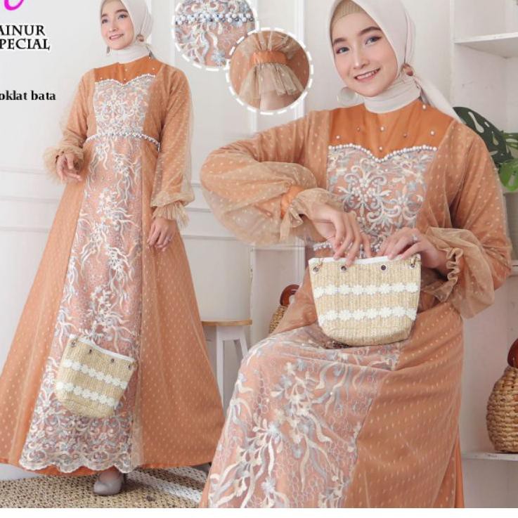 Harga TERMURAAH.. AINUR Gamis PestaMuslimah gaun walimatul wisuda akad nikah kondangan bridesmaid