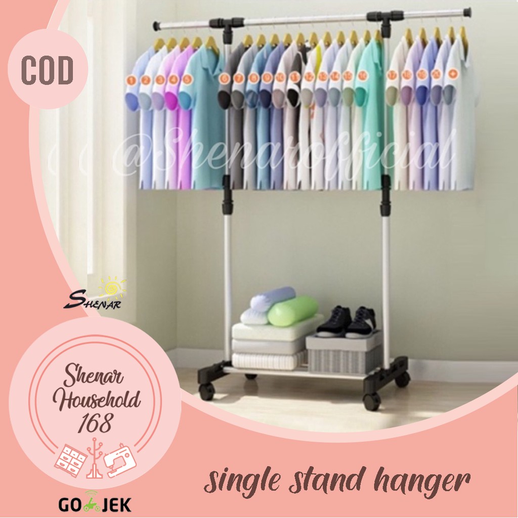 SHENAR SINGLE STAND HANGER / RAK SERBAGUNA RODA 4 / RAK BAJU / GANTUNGAN BAJU / RAK GANTUNG