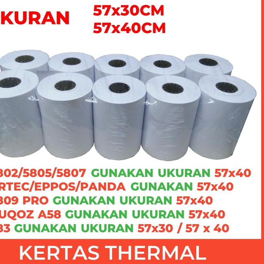 

T56✺ Kertas Printer Thermal Termal untuk Struk ATM POS Ukuran 57 x 30mm for Zjiang Printer Bluetooth Mini Trend